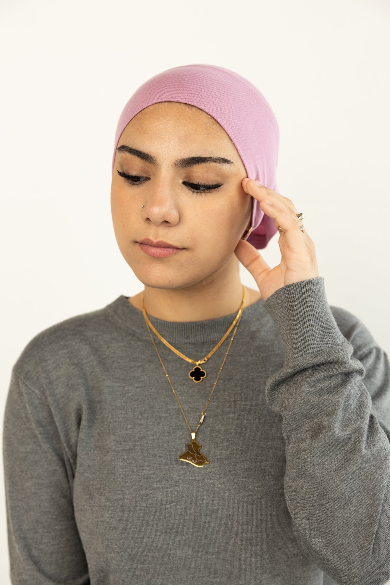 Jersey Under Scarf Tube Cap - Light Blush