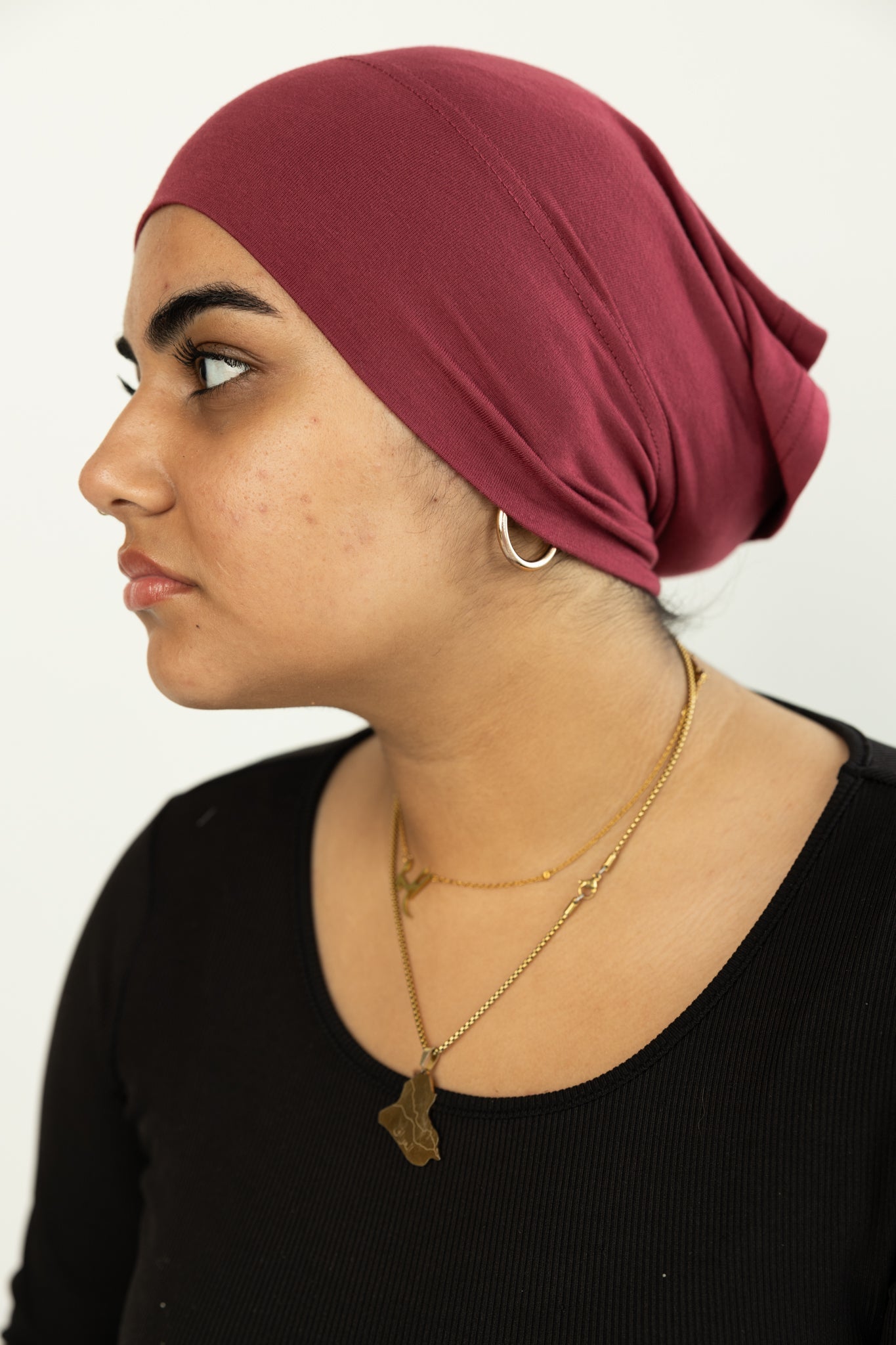 Jersey Under Scarf Tube Cap - Deep Maroon