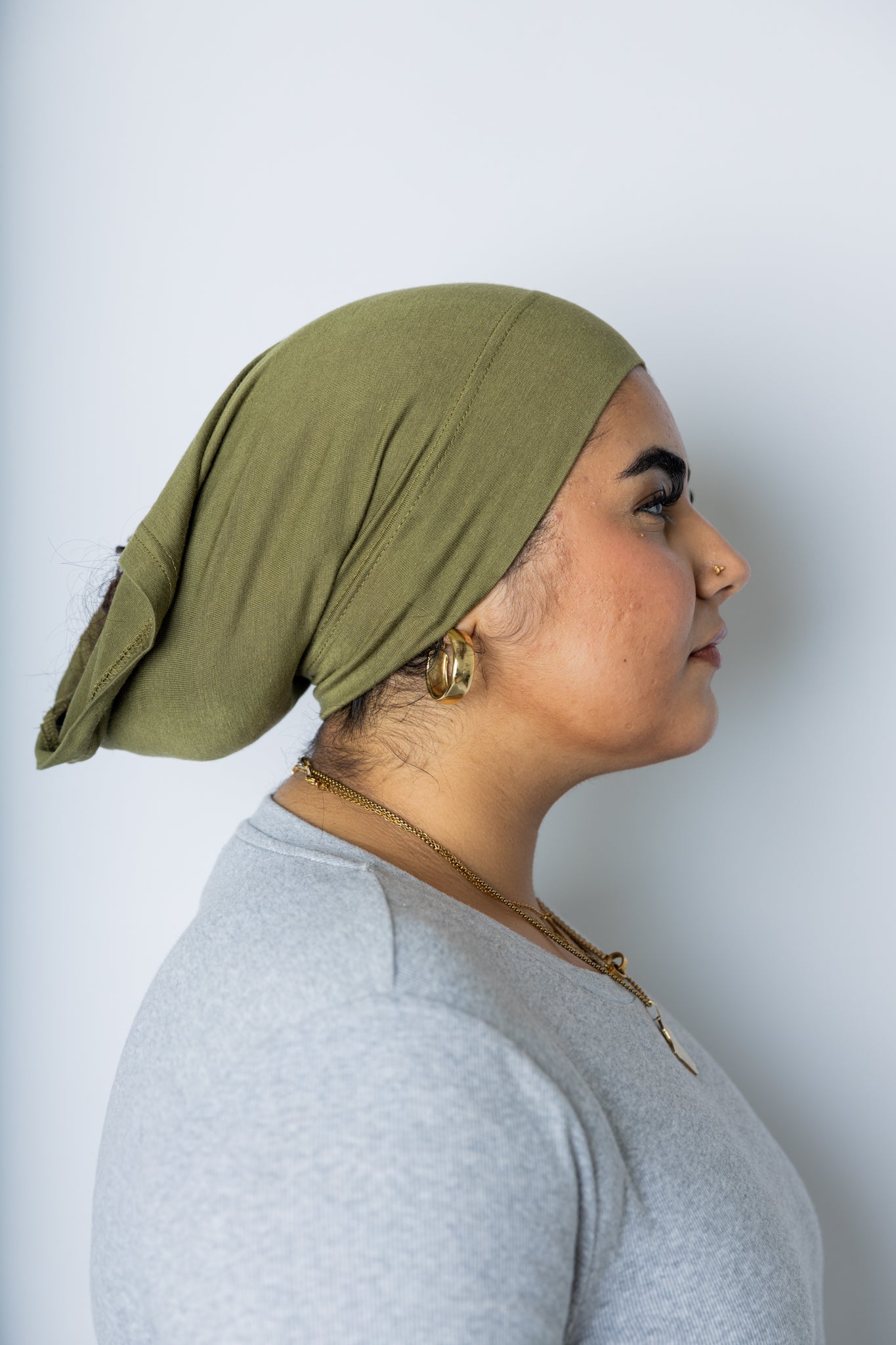 Jersey Under Scarf Tube Cap - Deep Olive Green