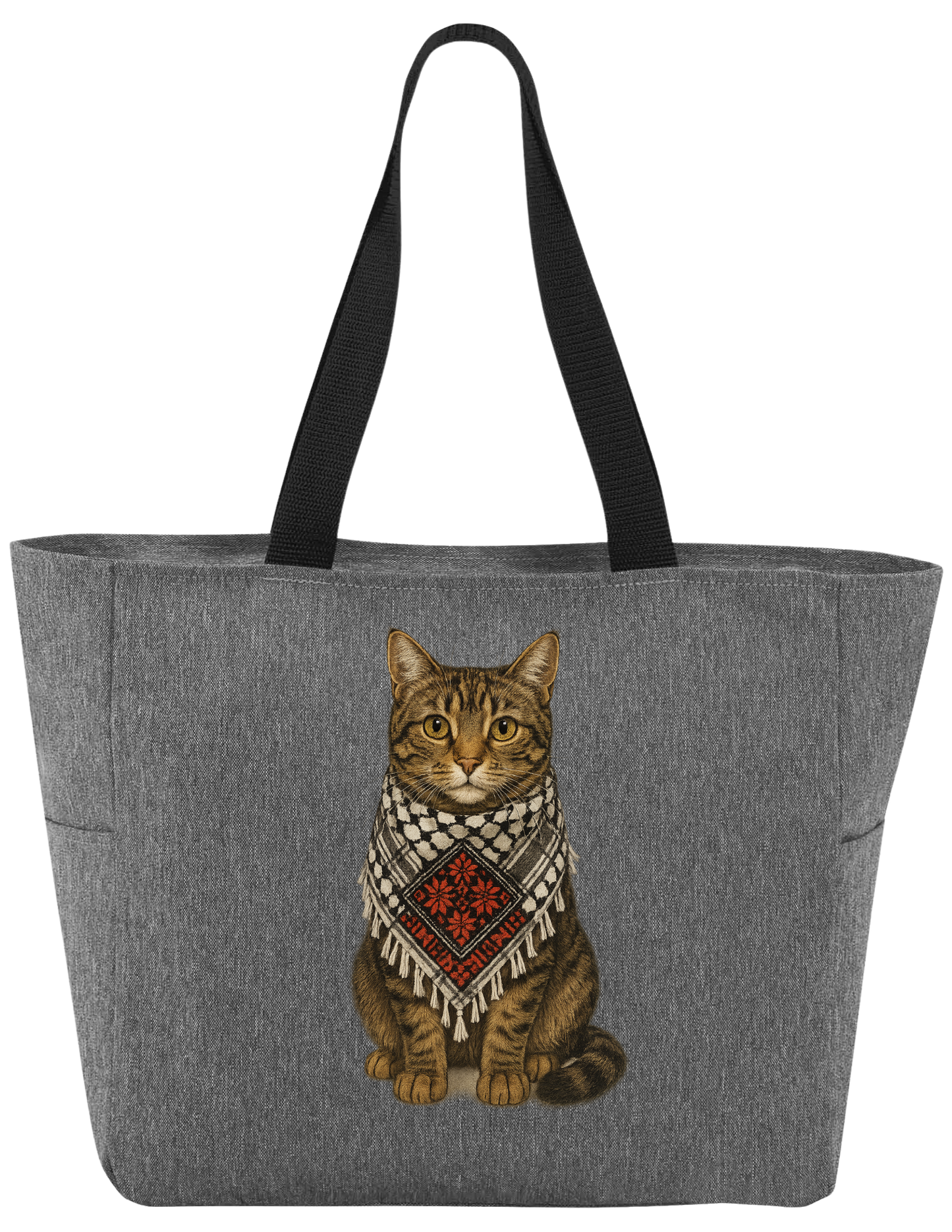 PALESTINE KEFFIYEH CAT TOTE BAG