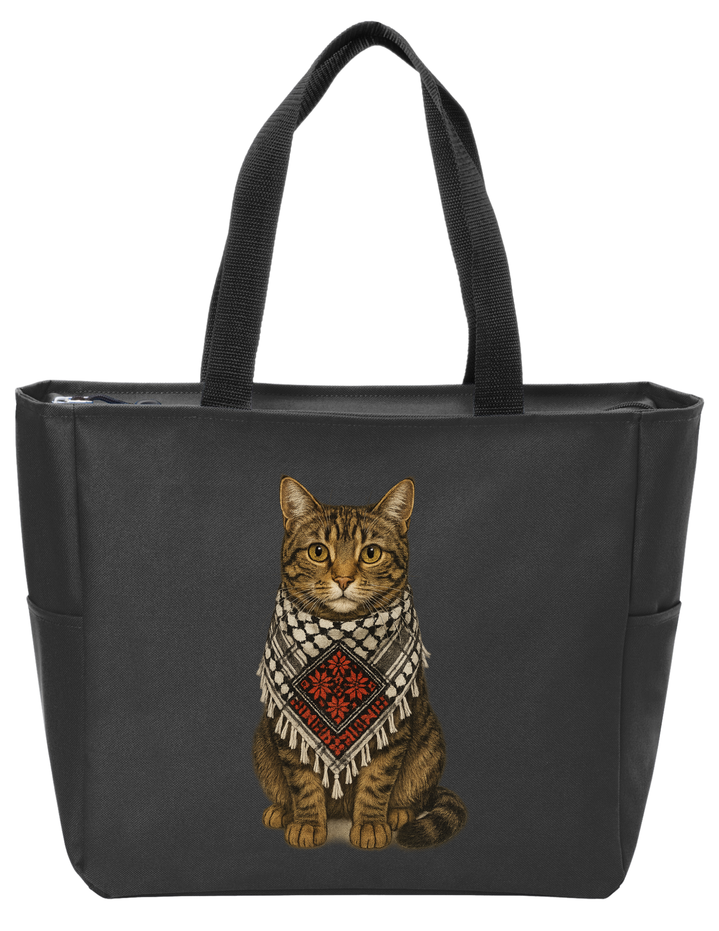 PALESTINE KEFFIYEH CAT TOTE BAG