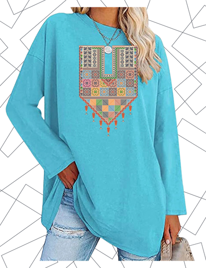 Red Traditional Tatreez Crewneck