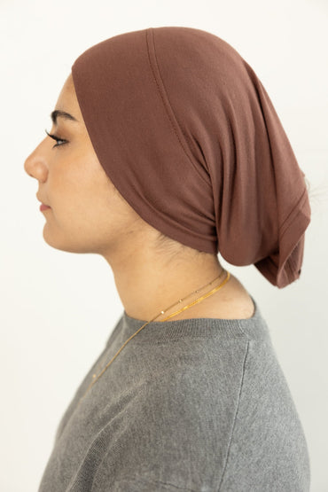 Jersey Under Scarf Tube Cap - Chocolate Brown