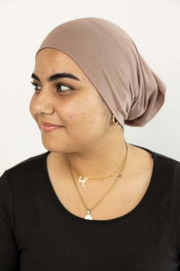 Jersey Under Scarf Tube Cap - Mocha Brown