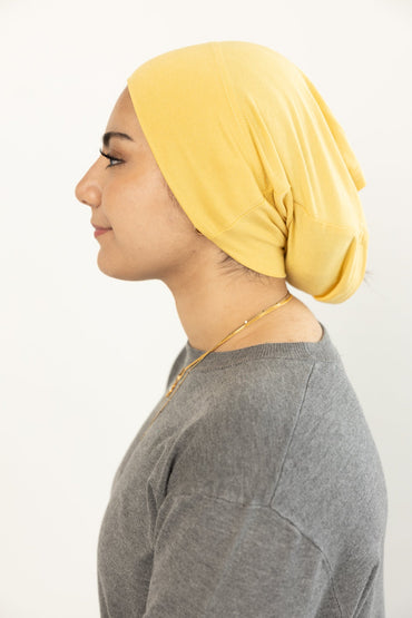 Jersey Under Scarf Tube Cap - Lemon Yellow