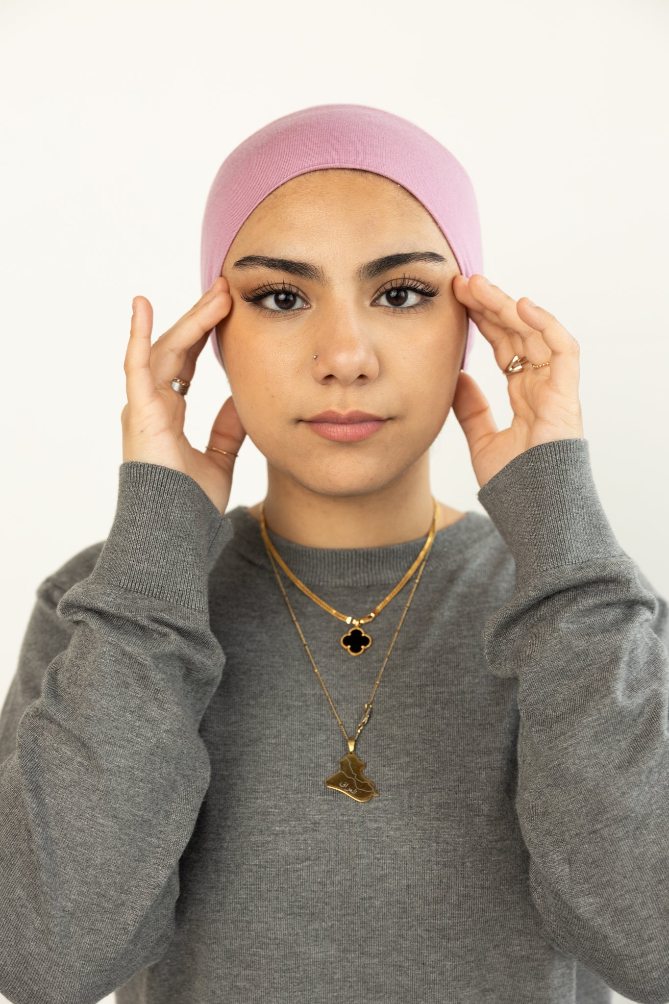 Jersey Under Scarf Tube Cap - Light Blush