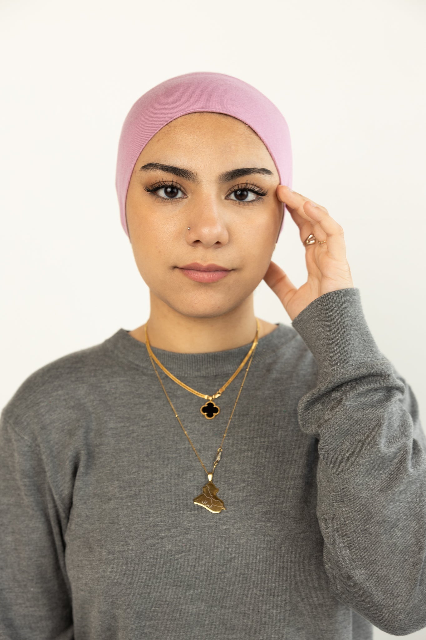 Jersey Under Scarf Tube Cap - Light Blush