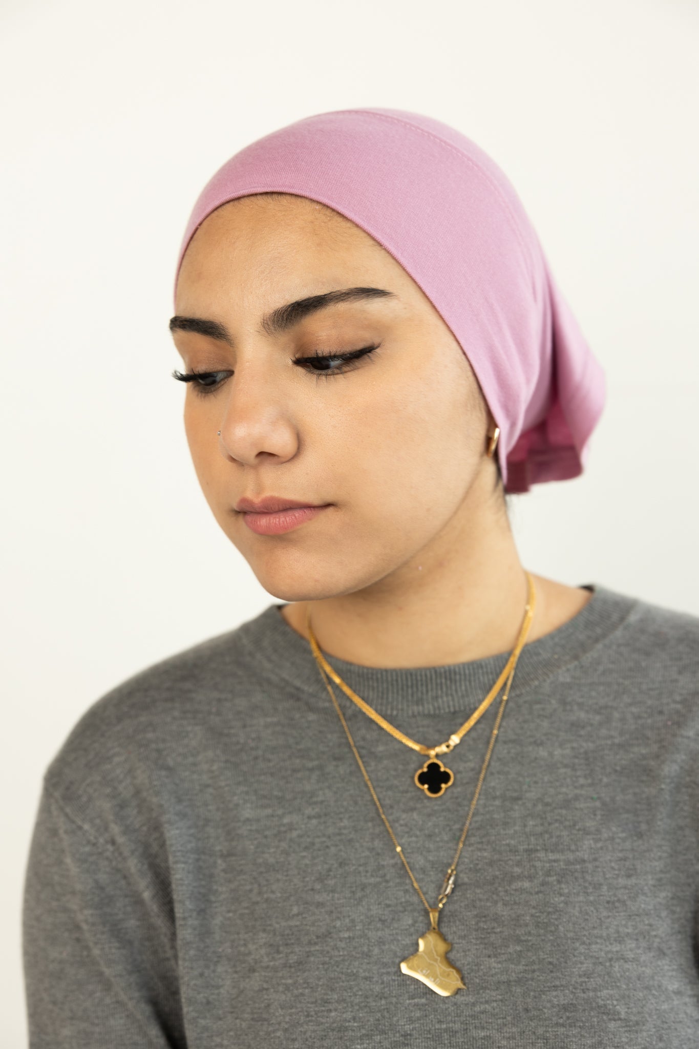 Jersey Under Scarf Tube Cap - Light Blush