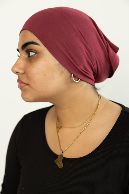Jersey Under Scarf Tube Cap - Deep Maroon