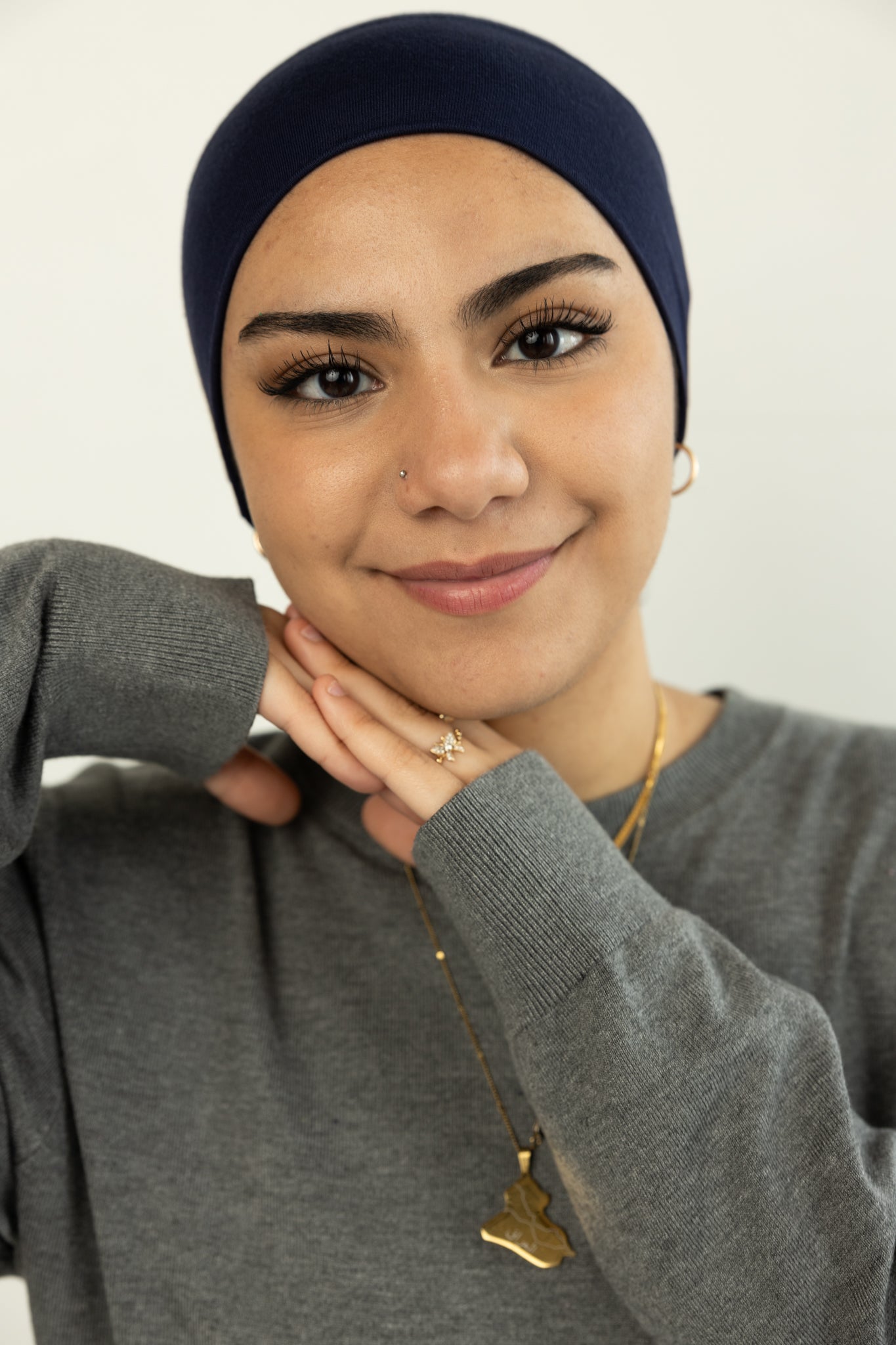 Jersey Under Scarf Tube Cap - Navy Blue