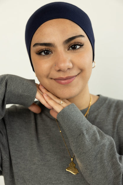 Jersey Under Scarf Tube Cap - Navy Blue