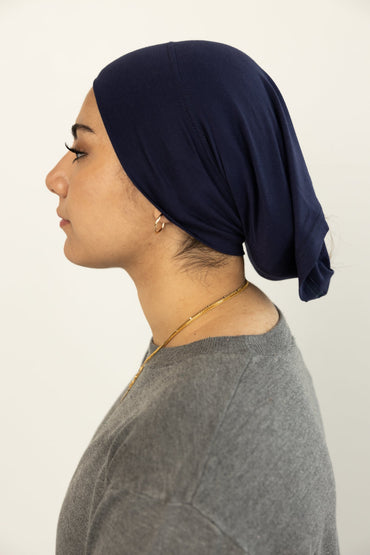 Jersey Under Scarf Tube Cap - Navy Blue