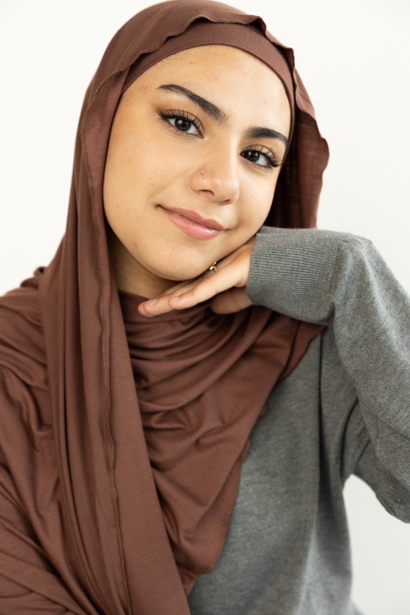 Jersey Under Scarf Tube Cap - Chocolate Brown