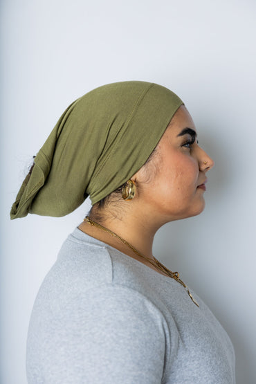 Jersey Under Scarf Tube Cap - Deep Olive Green