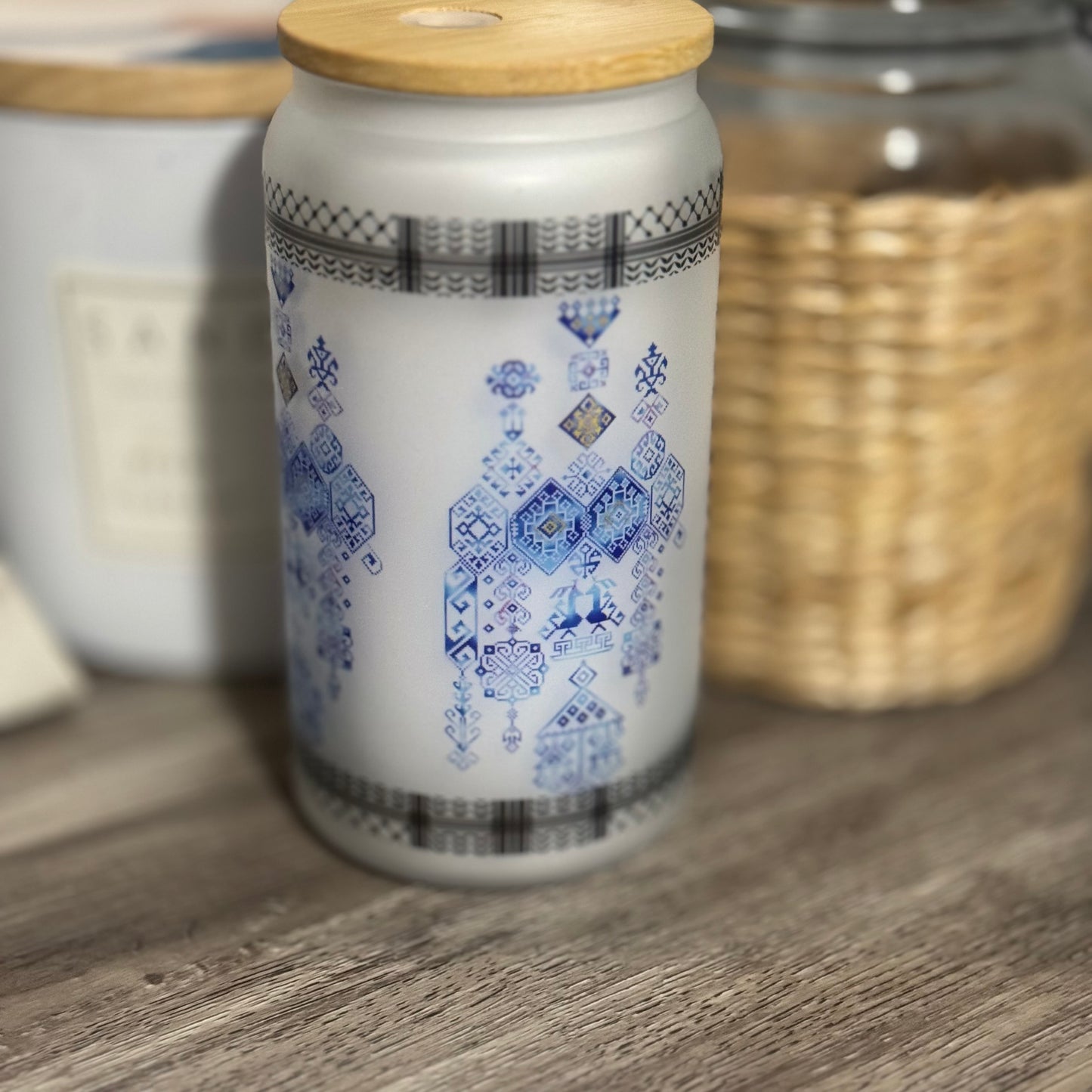 Tatreez Glass frosted Tumbler