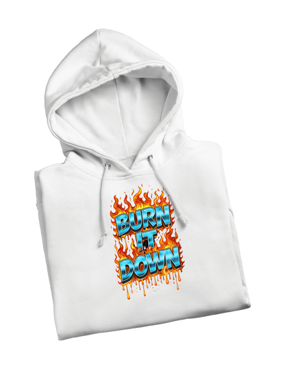 BURN IT DOWN WHITE HOODIE