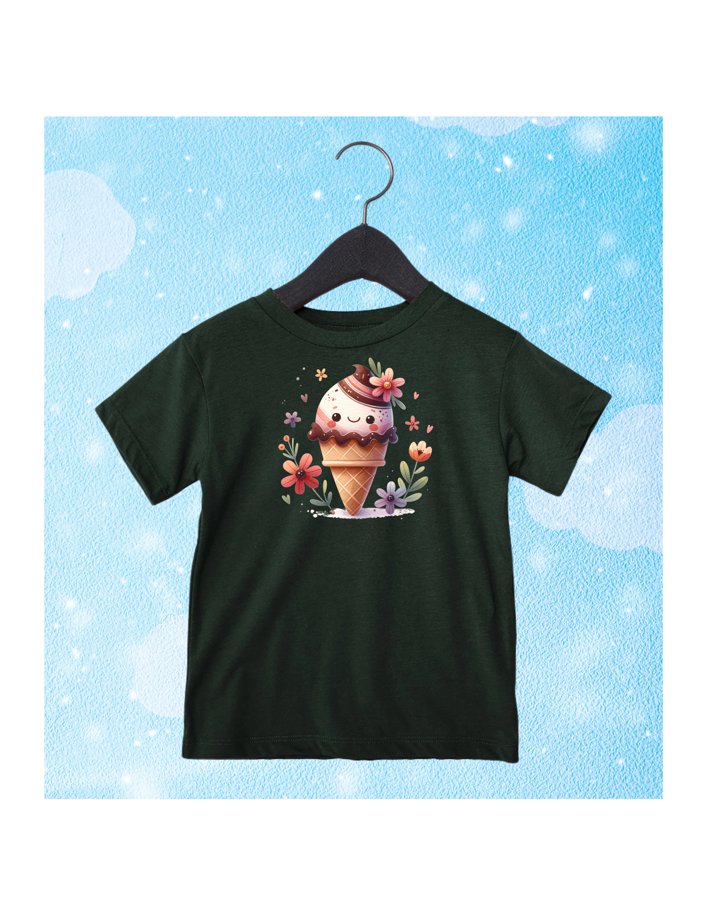 TODDLER FLOWERED ICE CREAM T-SHIRT