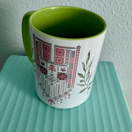 PALESTINE TATREEZ GREEN MUG 15OZ.