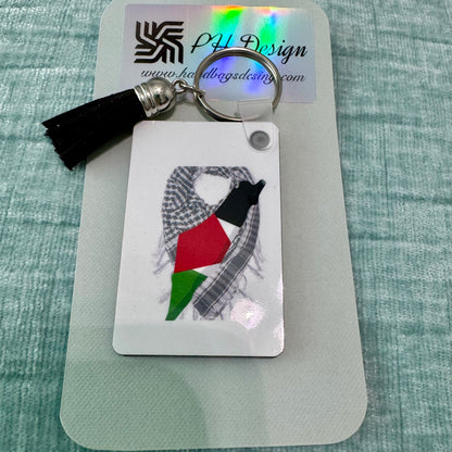 KEFFIYEH AND PALESTINE MAP KEYCHAIN