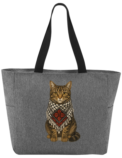 PALESTINE KEFFIYEH CAT TOTE BAG
