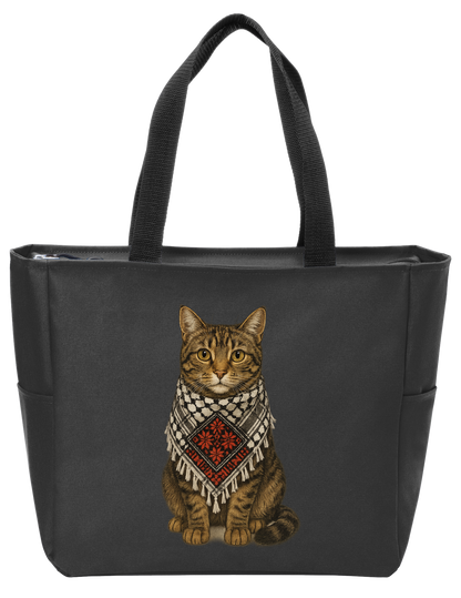 PALESTINE KEFFIYEH CAT TOTE BAG