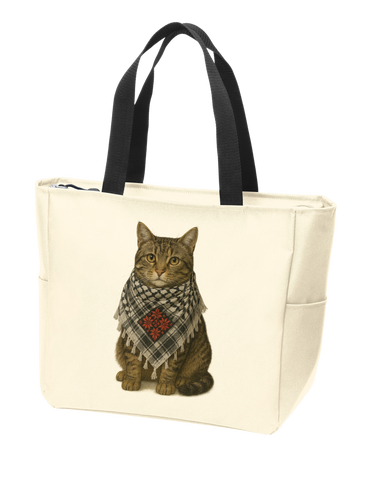 PALESTINE KEFFIYEH CAT TOTE BAG