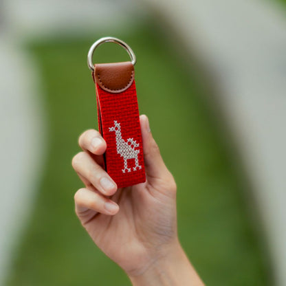 Tatreez Pigeon Veg Leather Key - Red