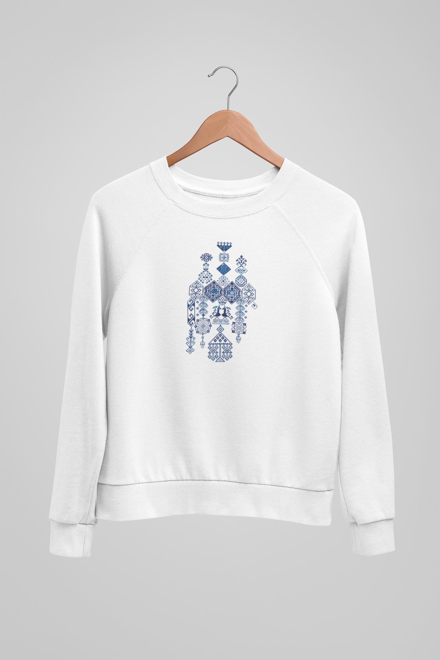 CREWNECK PALESTINE TATREEZ BLUE DESIGN