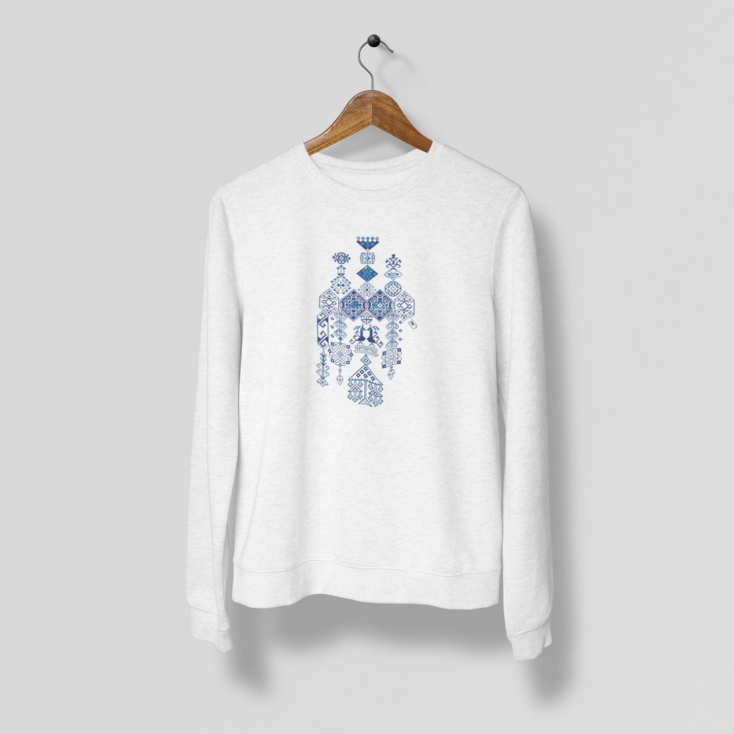 CREWNECK PALESTINE TATREEZ BLUE DESIGN