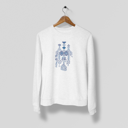 CREWNECK PALESTINE TATREEZ BLUE DESIGN