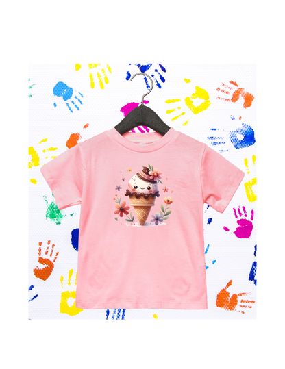 TODDLER FLOWERED ICE CREAM T-SHIRT