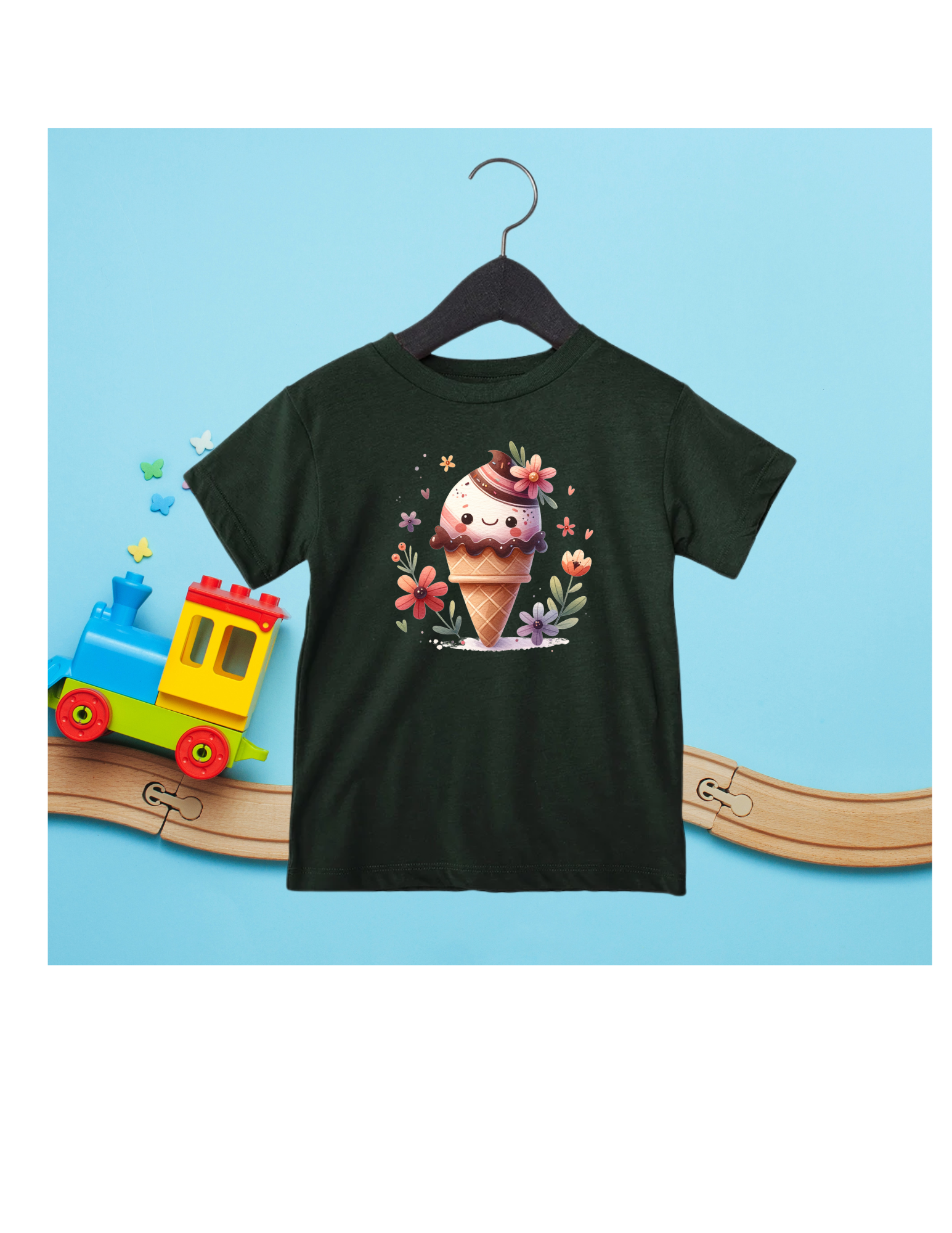 TODDLER FLOWERED ICE CREAM T-SHIRT