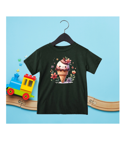 TODDLER FLOWERED ICE CREAM T-SHIRT