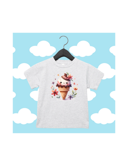 TODDLER FLOWERED ICE CREAM T-SHIRT